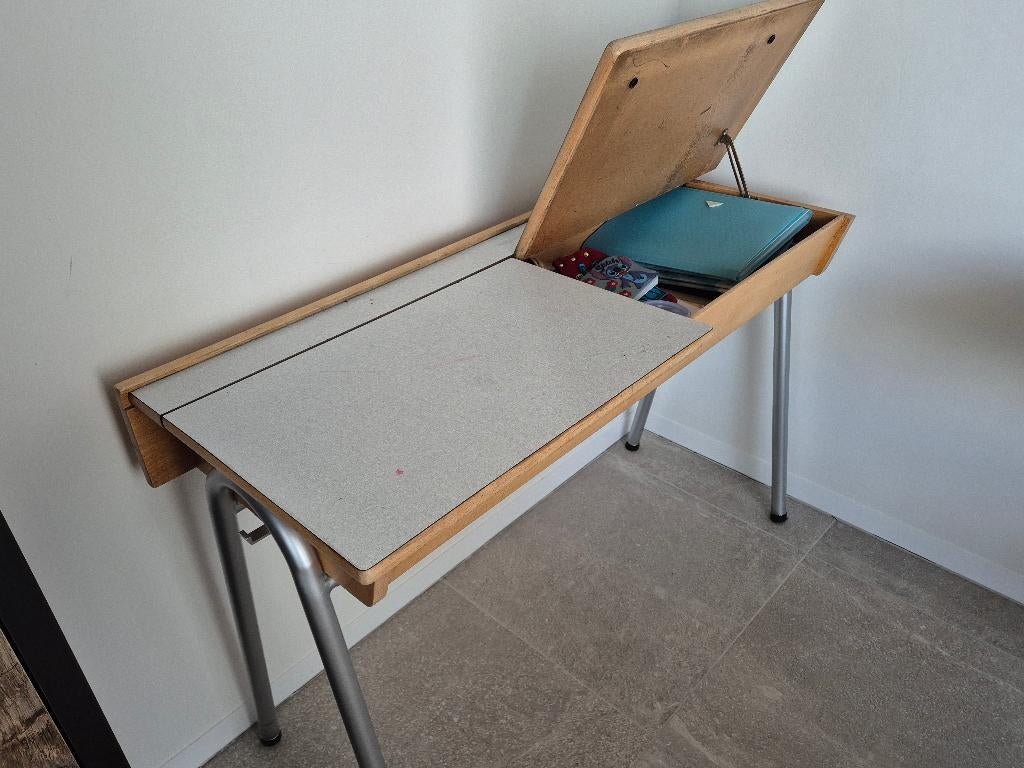 Retro schoolbank voor 2 kinderen, Huis en Inrichting, Ophalen, Gebruikt