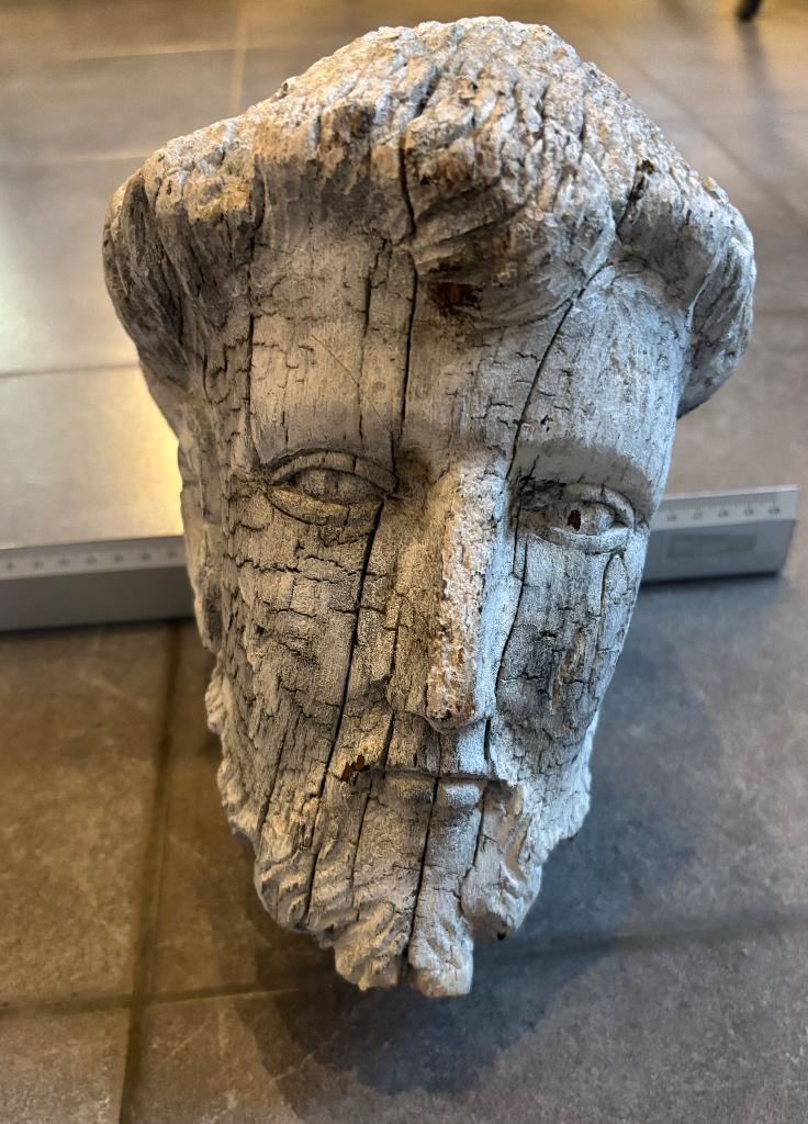 antiek houten gesculpteerd hoofd, Antiek en Kunst, Kunst | Beelden en Houtsnijwerken, Ophalen of Verzenden