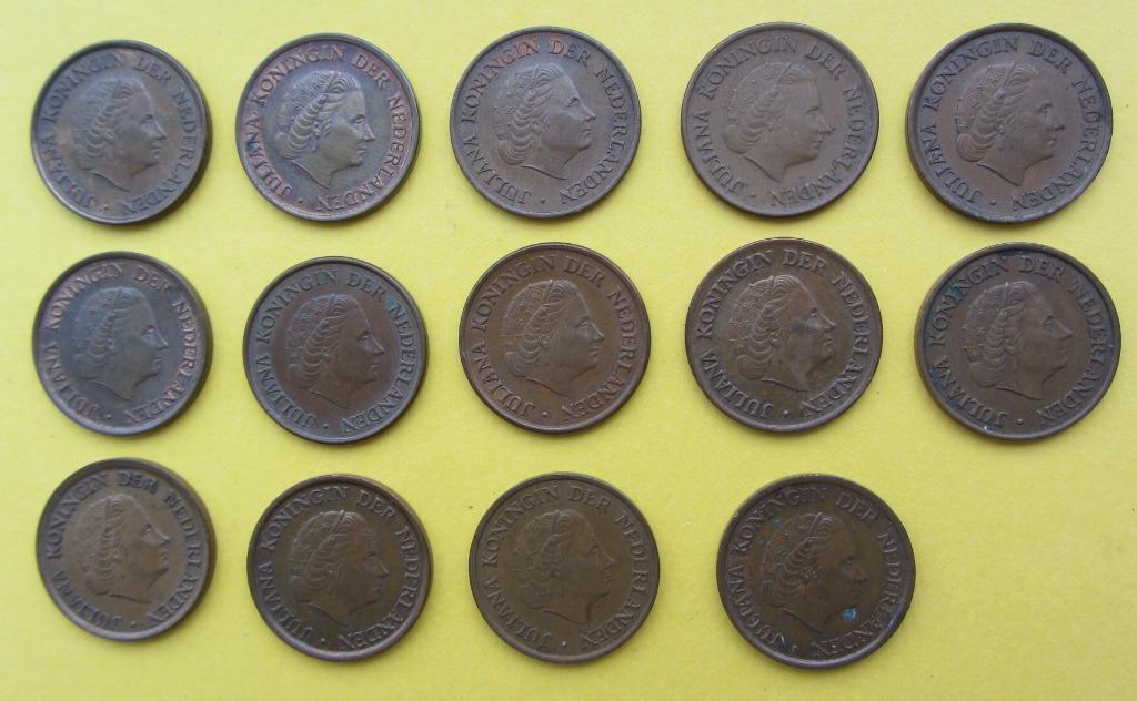 Gulden Nederland - 5 cent - 15x - Verschillende jaargangen, Postzegels en Munten, Munten | Nederland, Losse munt, 5 cent, Koningin Juliana