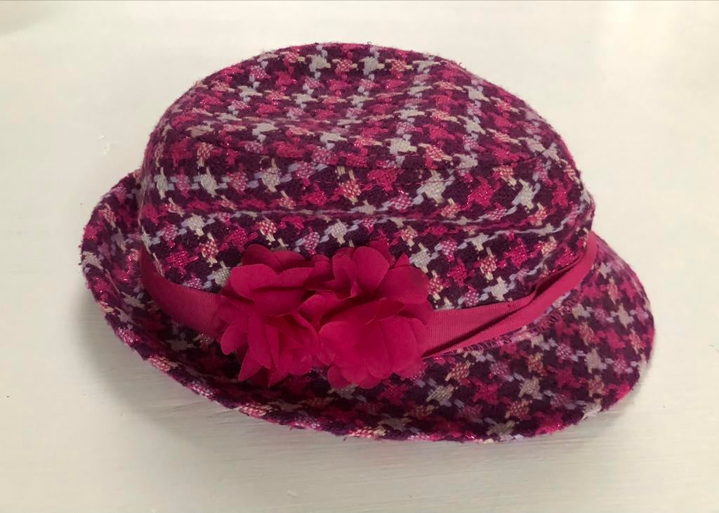 roze geruit hoedje met bloem H&M 134 140, 134 t/m 140, Gebruikt, Meisje, Hoed
