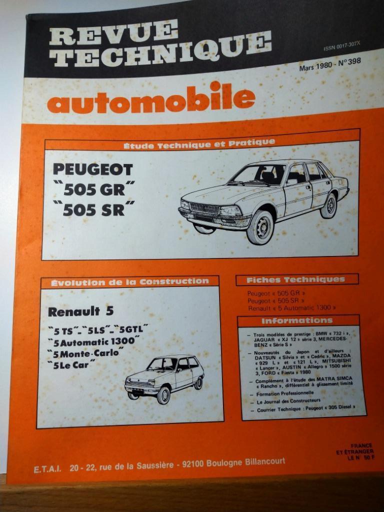 RTA - Peugeot 505 - Revue technique automobile - n 398, Envoi