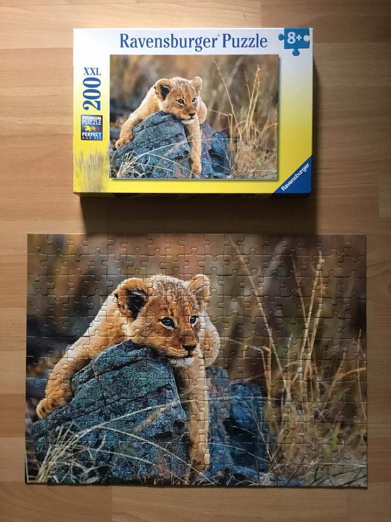 Ravensburger puzzel kleine leeuw 200 stuks, Ophalen of Verzenden, Minder dan 500 stukjes, Zo goed als nieuw, Legpuzzel