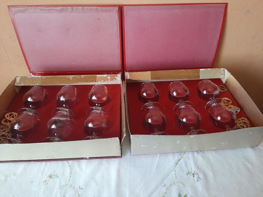 set van 12 cognac glazen, jar '60, Antiek en Kunst, Ophalen