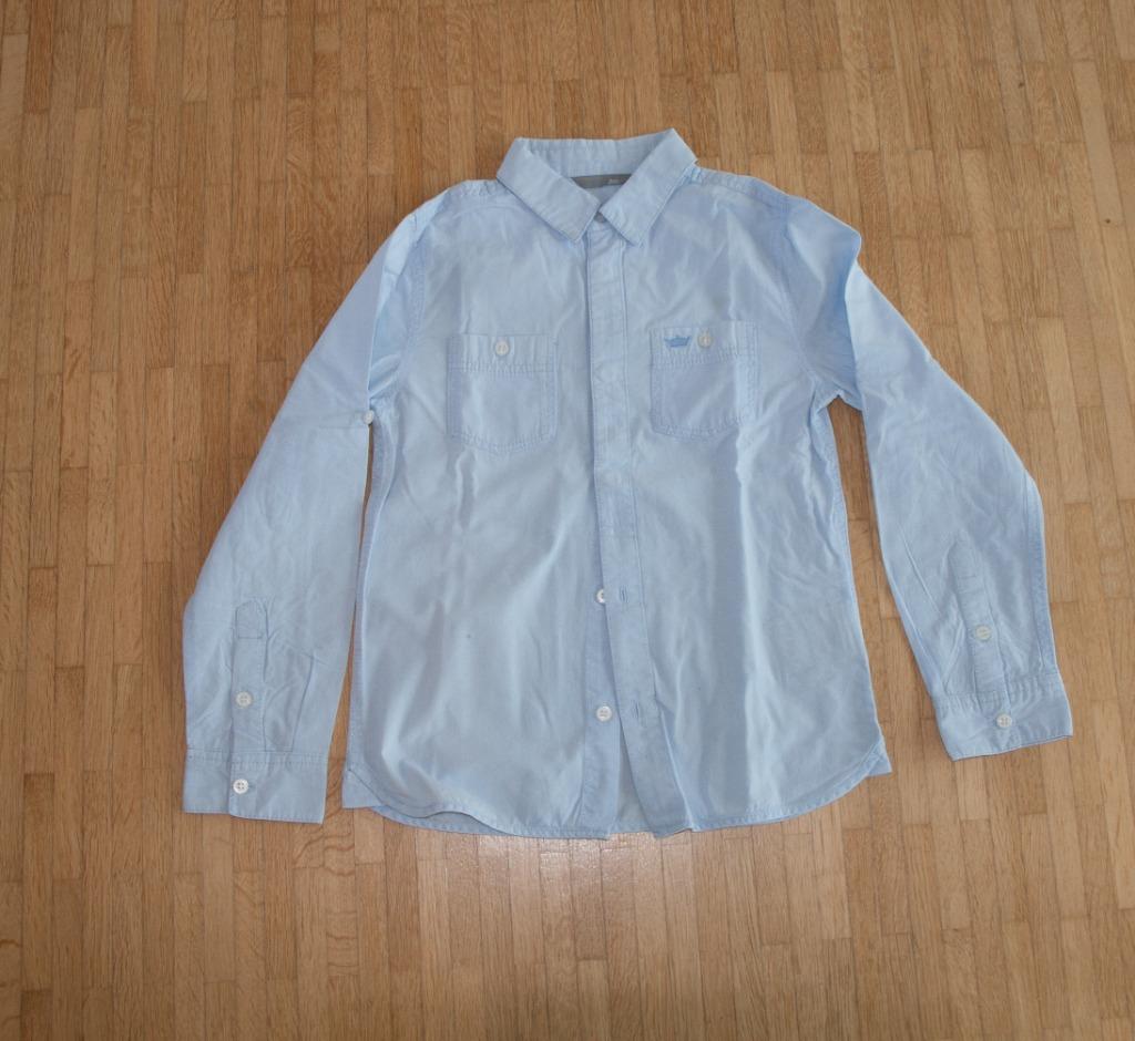 blauw hemd met lange mouwen - maat 134, Ophalen of Verzenden, Zo goed als nieuw, Jongen, Overhemd of Blouse