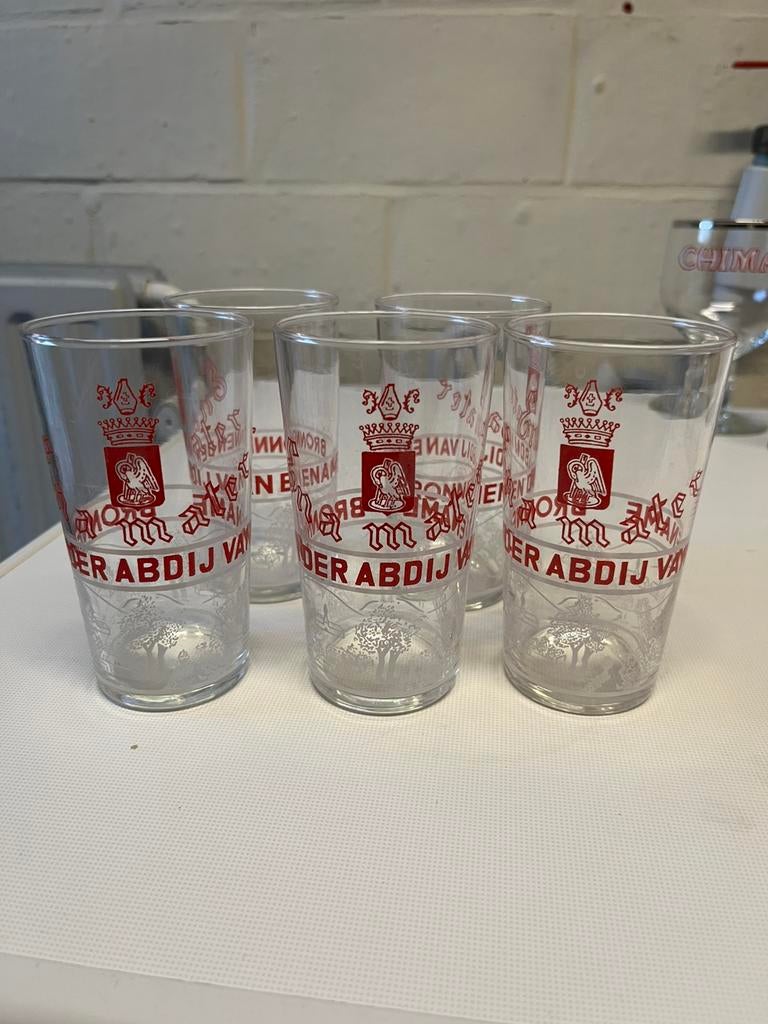 5x ena mater glas - bronnen der abdij van ename, Verzamelen, Ophalen, Zo goed als nieuw