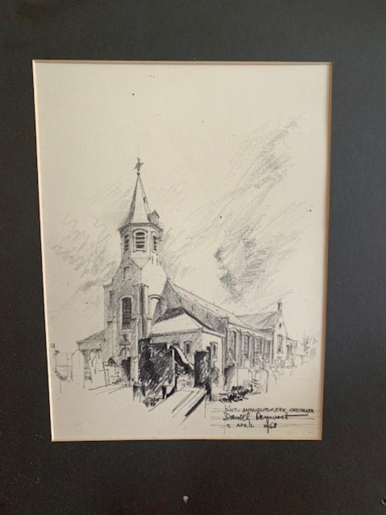 Daniel Reynvoet - 1968 - Sint-Amanduskerk Oostakker, Antiek en Kunst, Kunst | Tekeningen en Fotografie, Ophalen of Verzenden