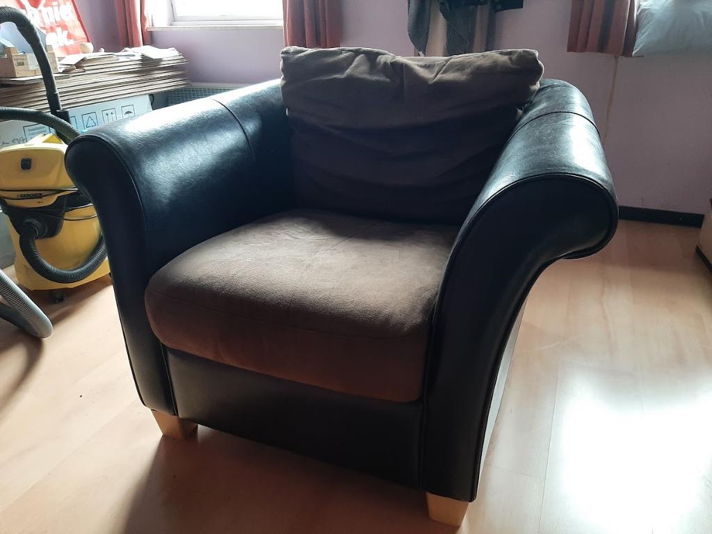 Fauteuil club / fauteuil marron (vinyle / microfibre), Maison & Meubles, Fauteuils, 75 à 100 cm, Tissus, Enlèvement, Utilisé