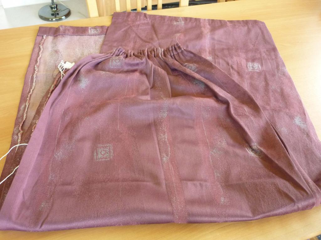 2x Bordeaux paars verduisterend gordijn 60x190 cm, Ophalen of Verzenden