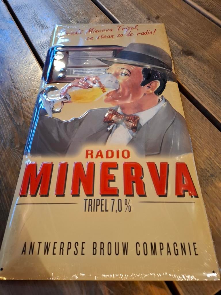 Reclamebord bier Radio Minerva, Ophalen of Verzenden, Nieuw