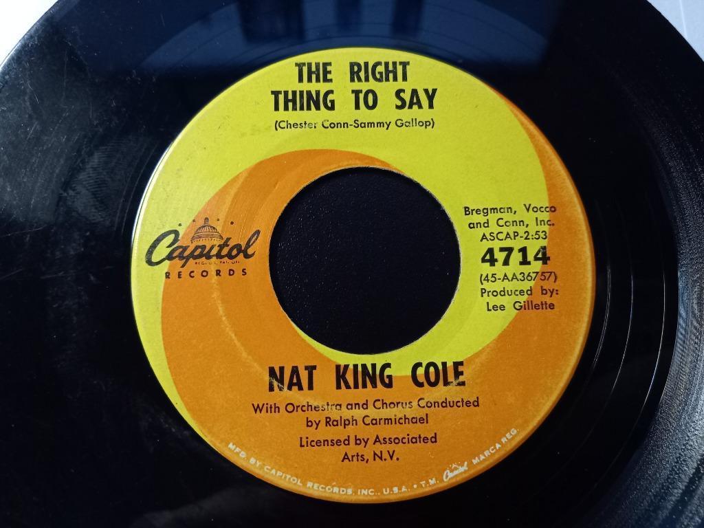 Nat King Cole ‎– The Right Thing To Say / Look No Further '7, Ophalen of Verzenden, Gebruikt, Pop