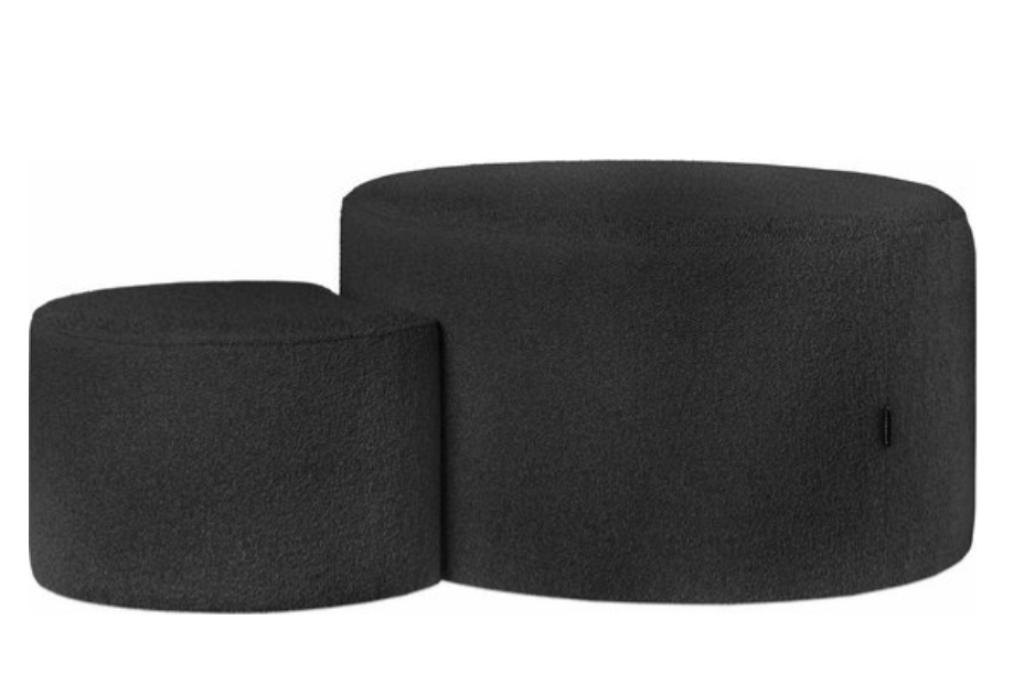Poef Set zwart bouclé Riverdaele (NIEUW), Ophalen, Nieuw, Stof