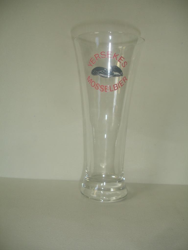 Bierglas Yersekes Mosselbier, brij. Van Steenberge, Ophalen of Verzenden, Zo goed als nieuw, Bierglas