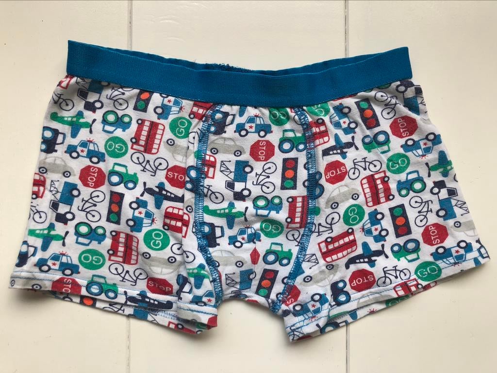 boxershort jongens Hema 122 128 wit met print verkeer, Nacht- of Onderkleding, Gebruikt, Ophalen of Verzenden, Hema
