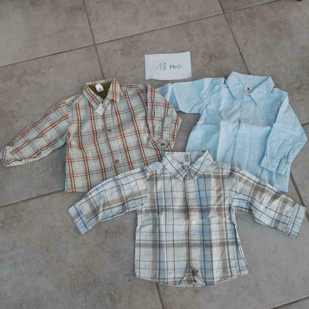 Lot de 3 chemises, 18 mois, Enlèvement ou Envoi, Utilisé, Garçon, Chemisette ou Manches longues