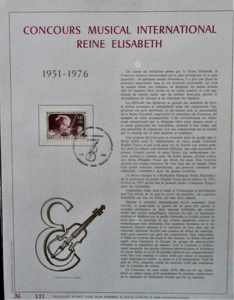 KUNSTBLAD nr.131- MUZIEKWEDSTRIJD KON.ELISABETH -MAX.500 EX., Postzegels en Munten, Postzegels | Europa | België, Ophalen of Verzenden