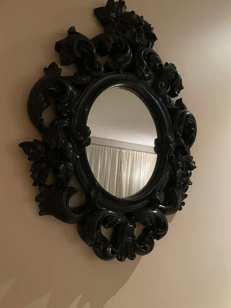 Zwarte barok spiegel, Huis en Inrichting, Woonaccessoires | Spiegels, Ophalen