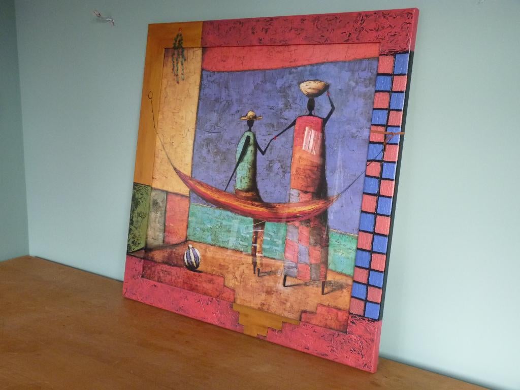 PEINTURE RELIEF - 83,50 x 83,50 cm, 75 cm ou plus, Comme neuf, Enlèvement, Création originale