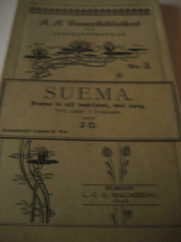 SUEMA,drama in 5 bedrijven met zang 1898, Ophalen of Verzenden