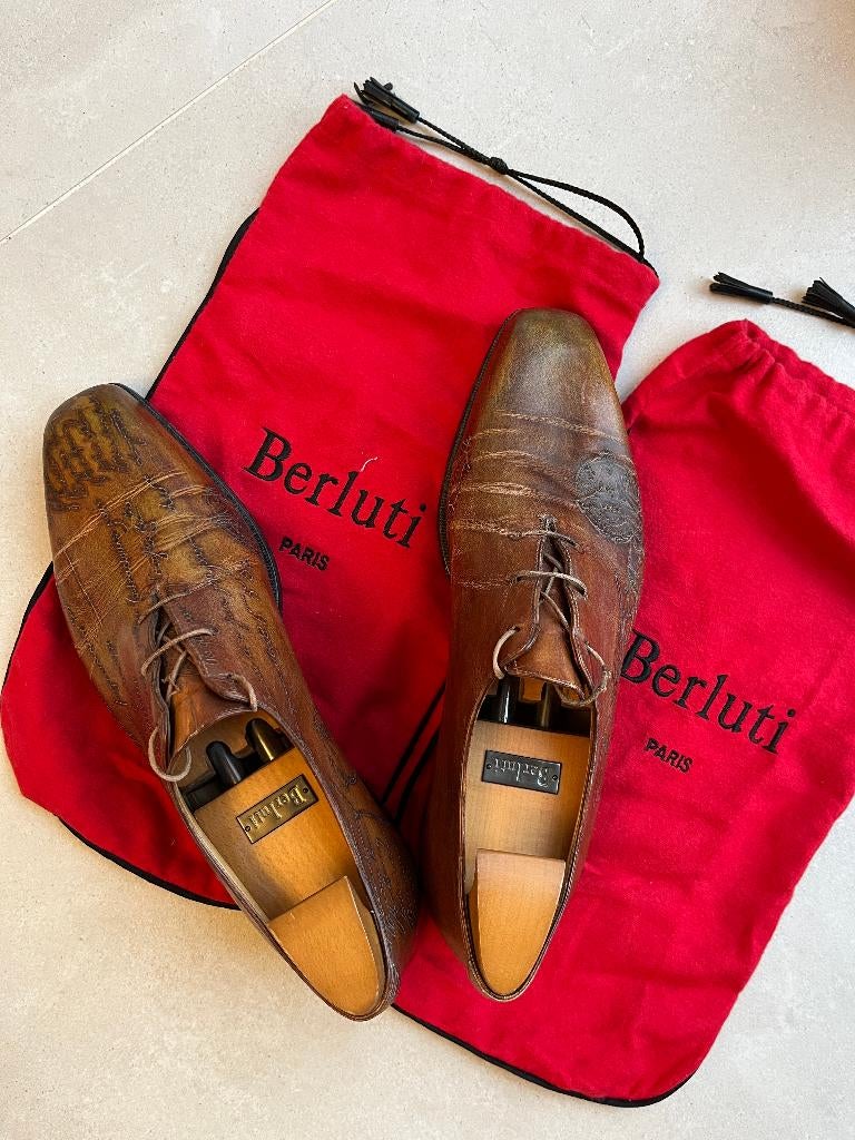 Berluti Richelieu cuir venezia scritto, Overige kleuren, Gedragen, Veterschoenen, Ophalen