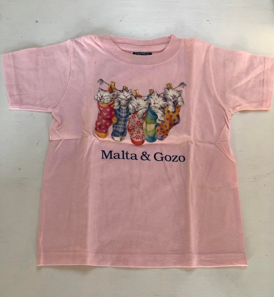 pastelroze t-shirt poesjes 4 j 104 Malta & Gozo, Ophalen of Verzenden, Zo goed als nieuw, Meisje, Shirt of Longsleeve