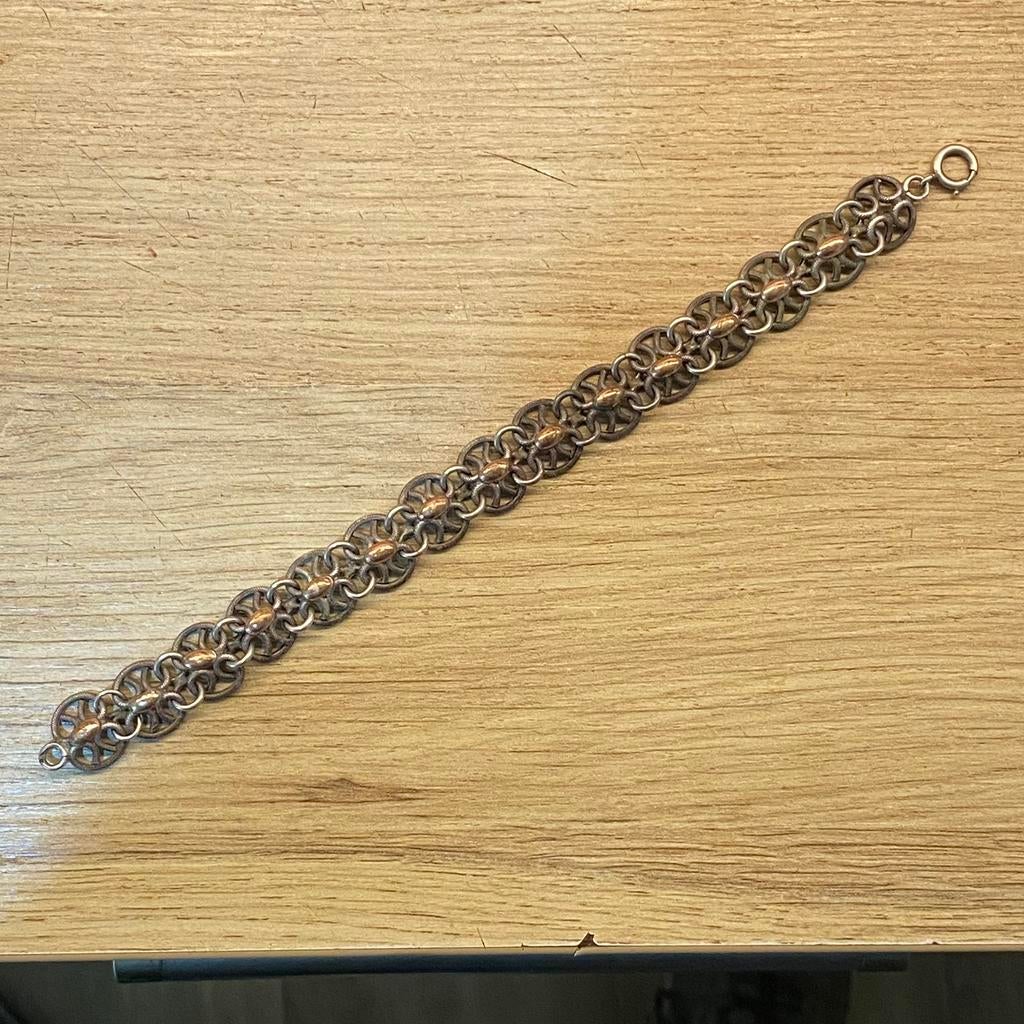 Ancien bracelet argent et or, Napoléon lll, Enlèvement ou Envoi, Comme neuf, Blanc, Argent