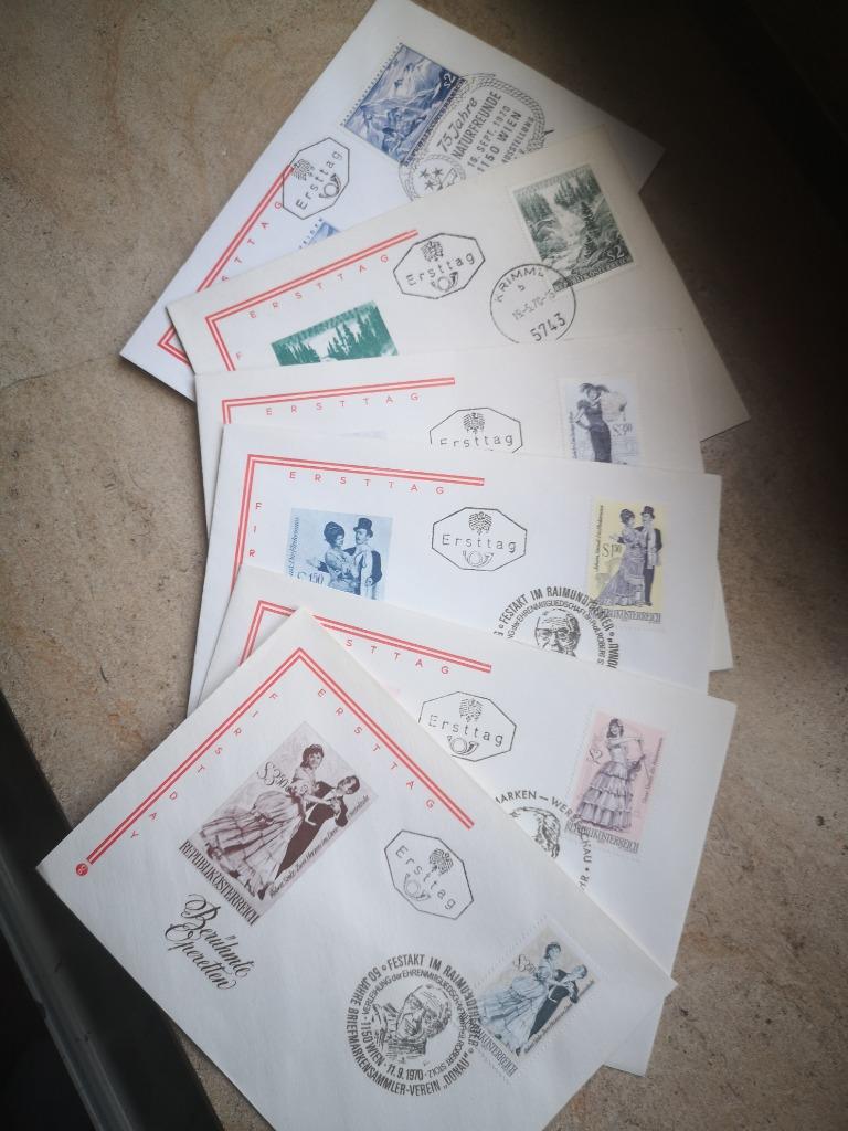 6 enveloppes du premier jour Autriche 1970, Enlèvement ou Envoi