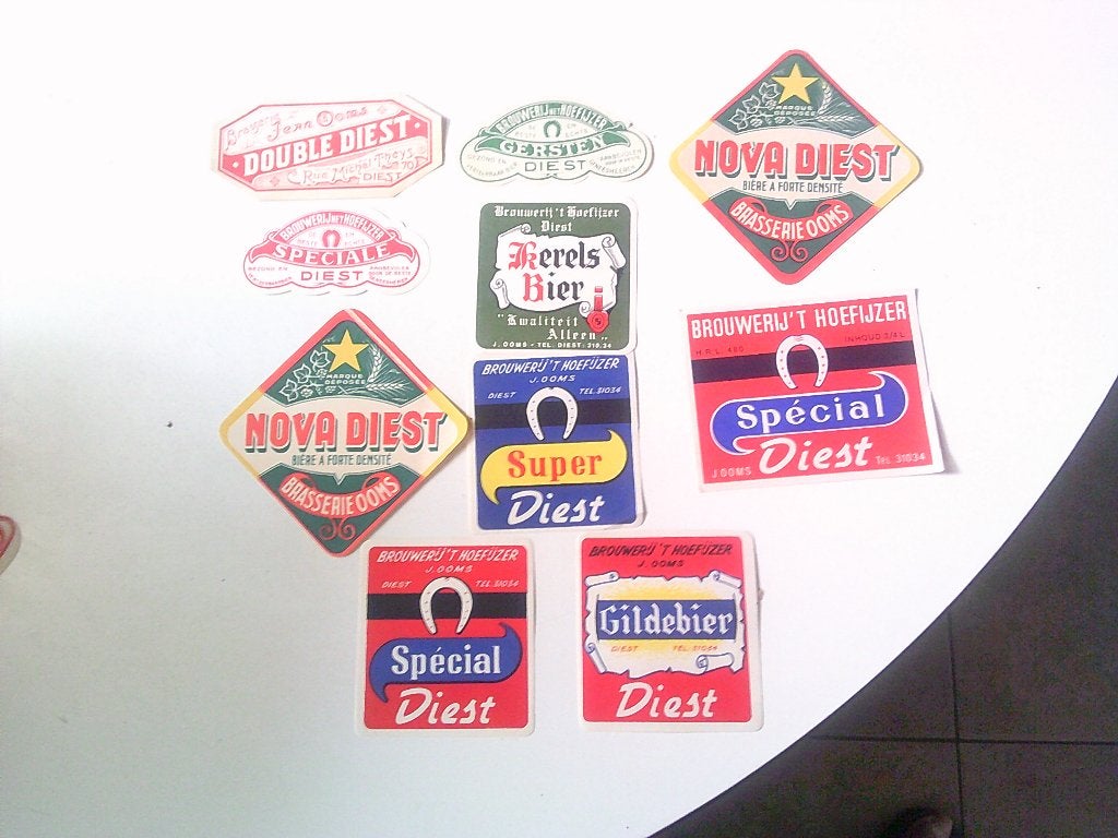 10 bier etiketten brouwerijen diest, Enlèvement, Comme neuf, Autres types, Autres marques