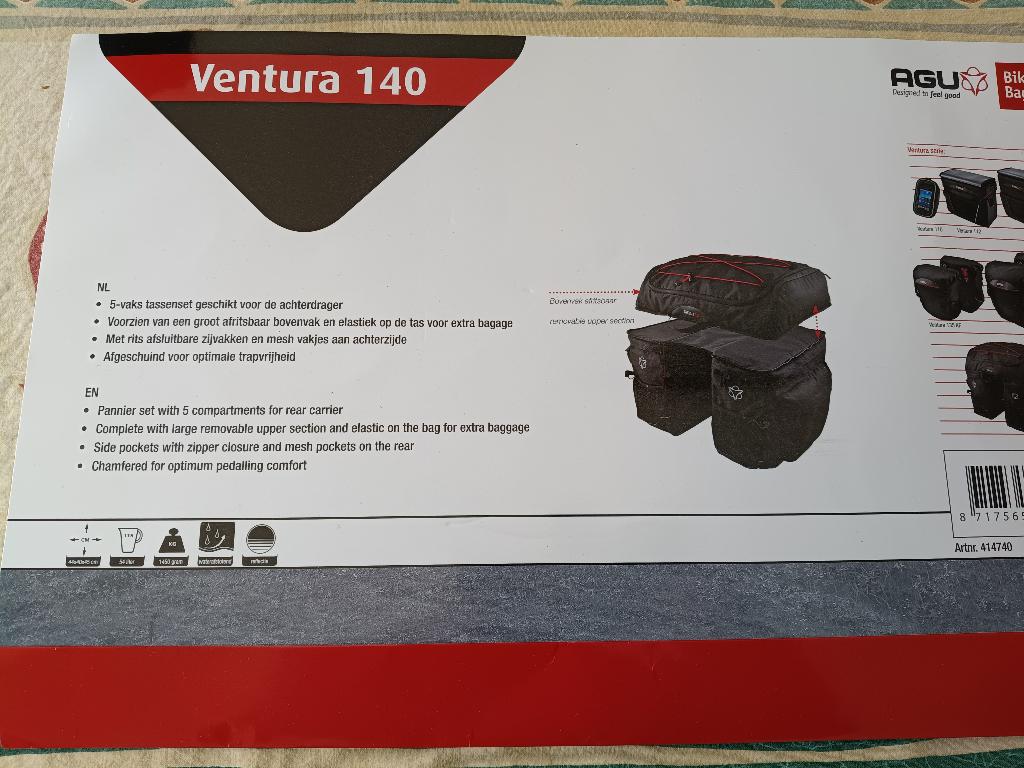 fietstassen AGU Ventura 140 te koop in Mortsel, Fietsen en Brommers, Fietsaccessoires | Fietstassen, Ophalen, Nieuw, AGU