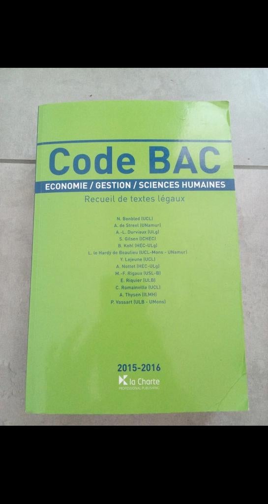 Code BAC ( livre de droit belge), Livres, Enlèvement ou Envoi, Neuf, Économie et Marketing