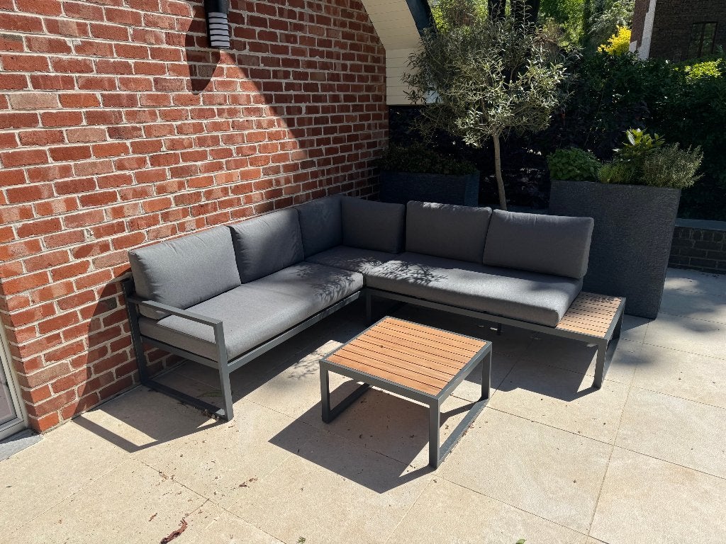 Salon d'angle de jardin, Jardin & Terrasse, Ensembles de jardin, 5 places, Salons de jardin, Aluminium, Comme neuf