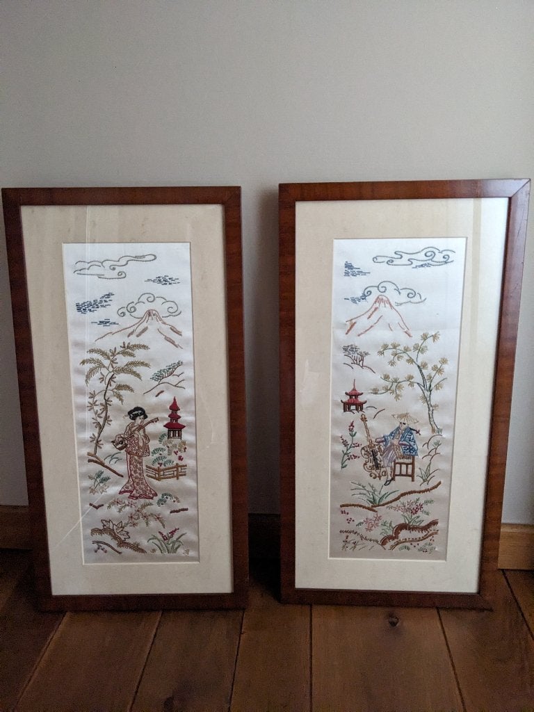 Met draad, handgemaakte oosterse taferelen., Antiquités & Art, Art | Peinture | Classique, Enlèvement, Sous verre, Autres sujets