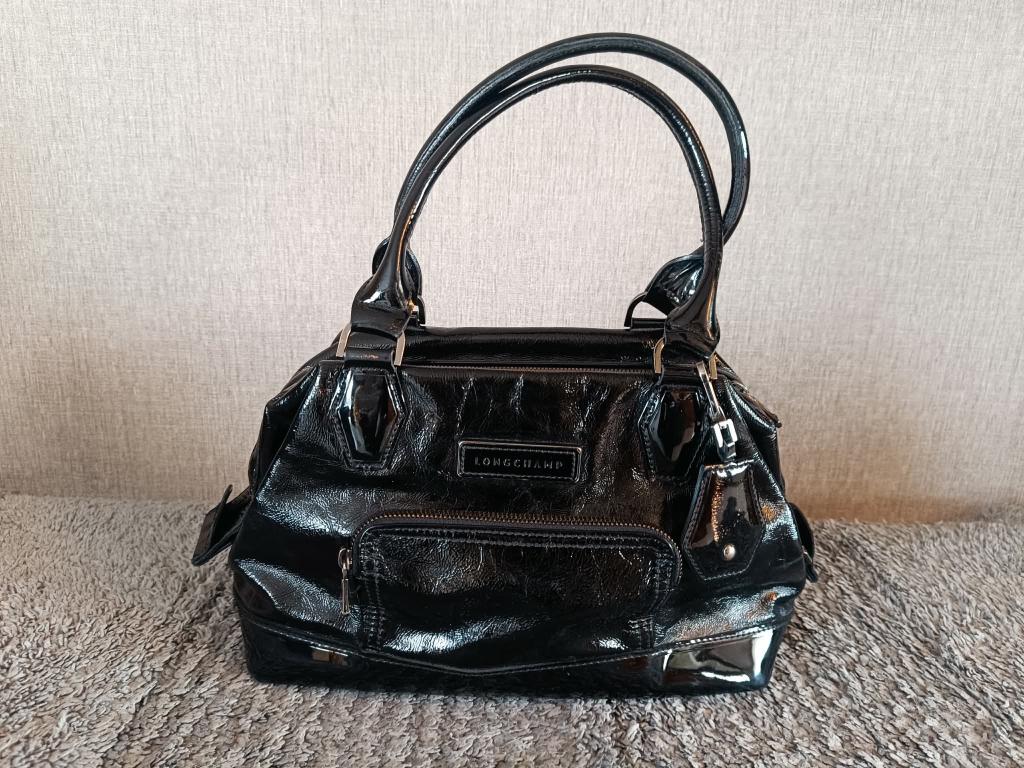 Sac Longchamp de la gamme "légende" noir brillant, Enlèvement ou Envoi, Comme neuf, Noir, Sac à main