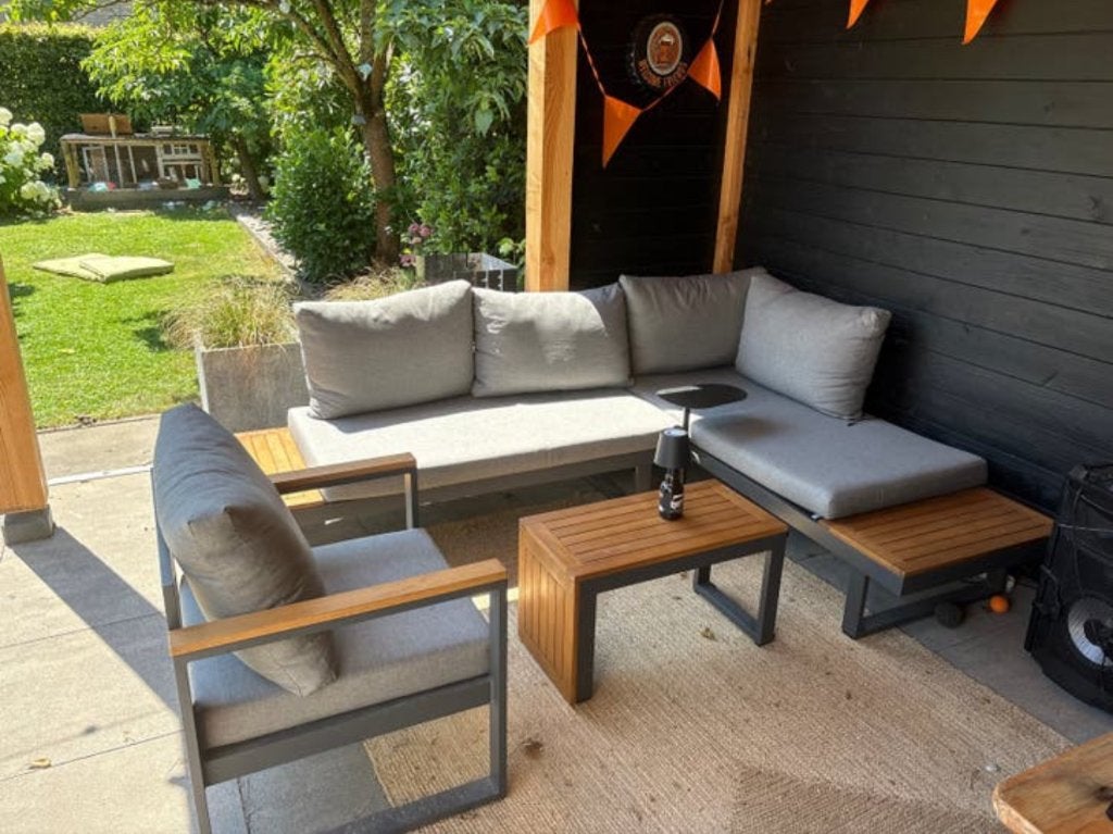 ZGAN Loungeset hoekbank met stoel en tafel, 5 places, Aluminium, Comme neuf, Chaise