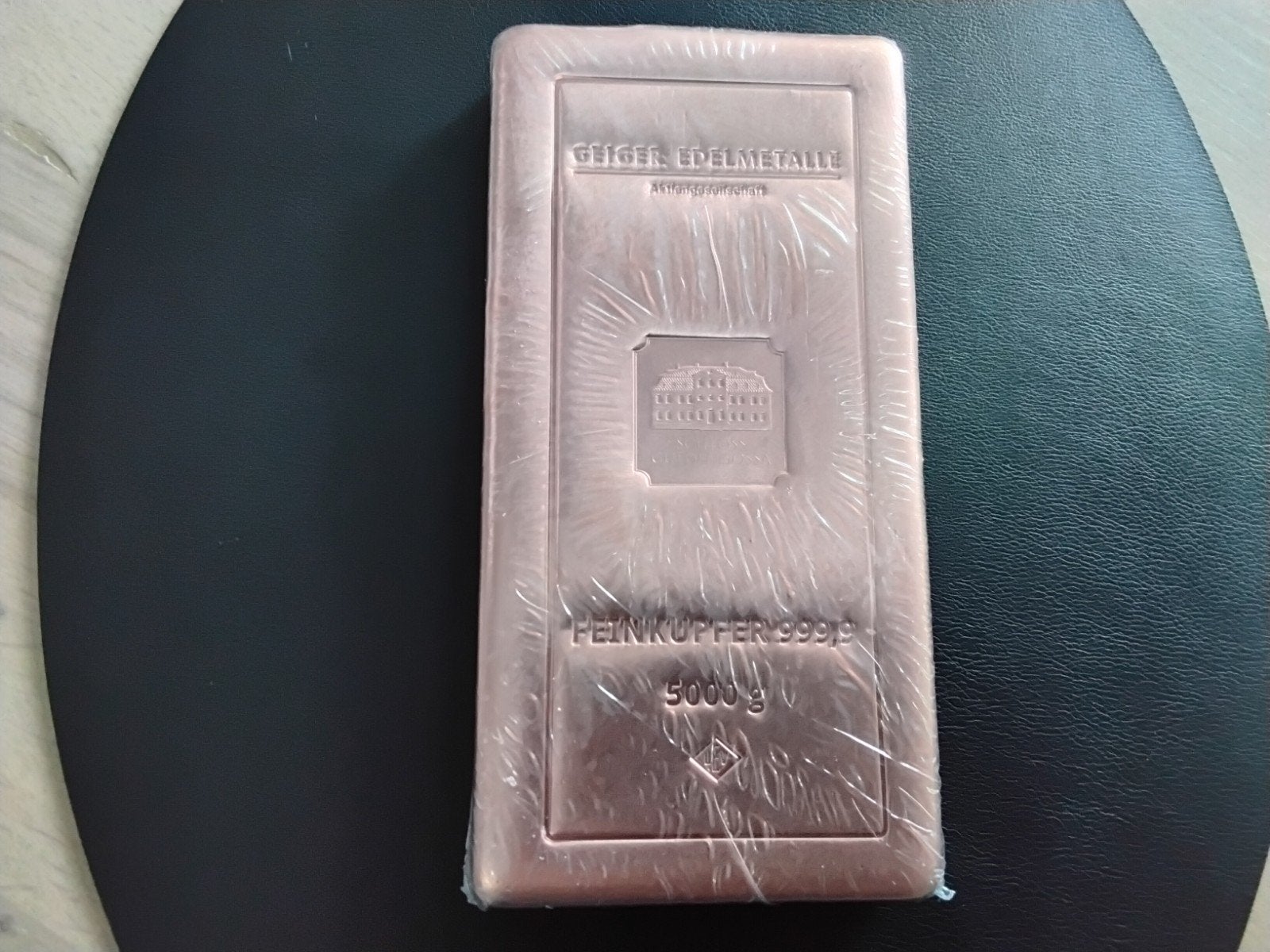 Geiger koperbaar 5 kilogram 999.9% fine koper, Postzegels en Munten, Verzenden, Koper