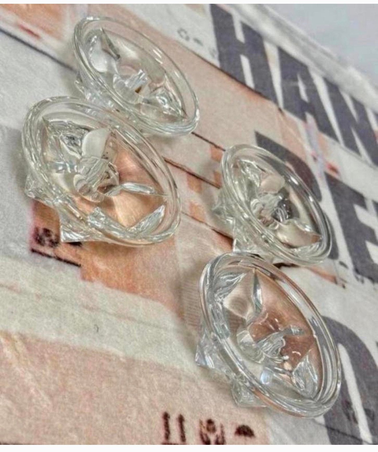 4 chandeliers en verre, bougeoirs, bougeoirs vintage, Antiquités & Art, Enlèvement ou Envoi, Verre