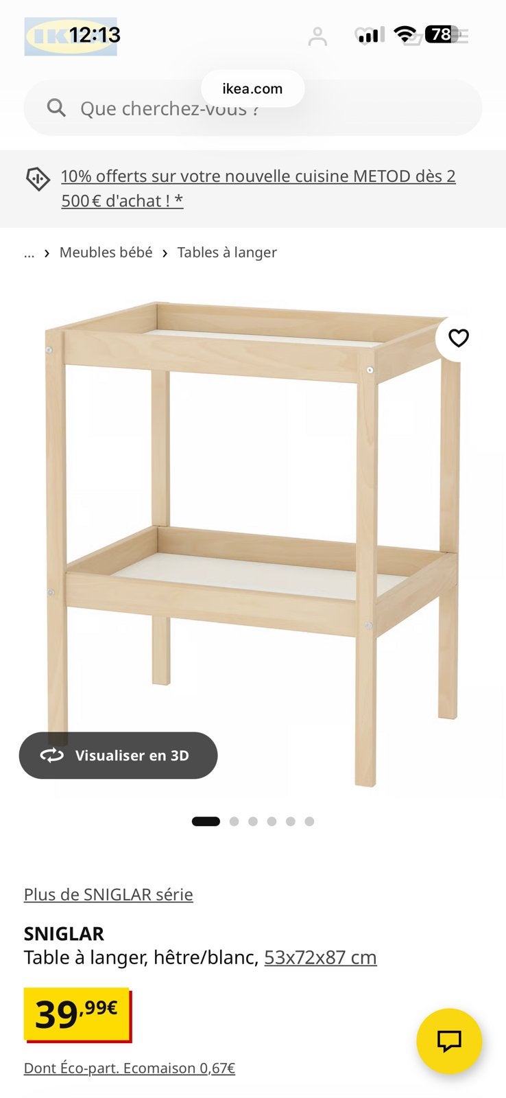 Table à langer ikea, Enlèvement, Utilisé, Autres marques