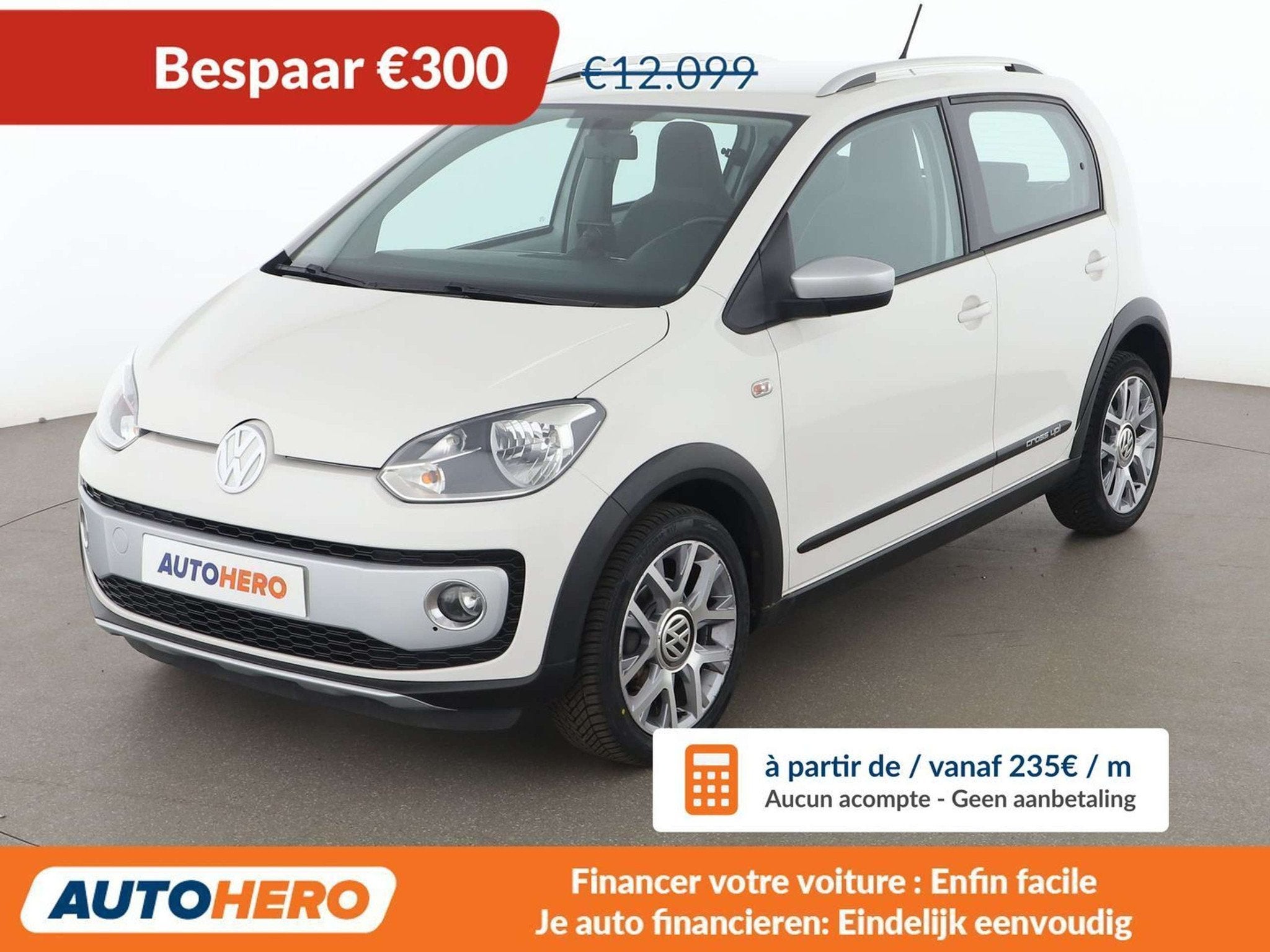 Volkswagen up! 1.0 Cross up! (bj 2015, automaat), Auto's, 4 zetels, Stof, Up!, Wit