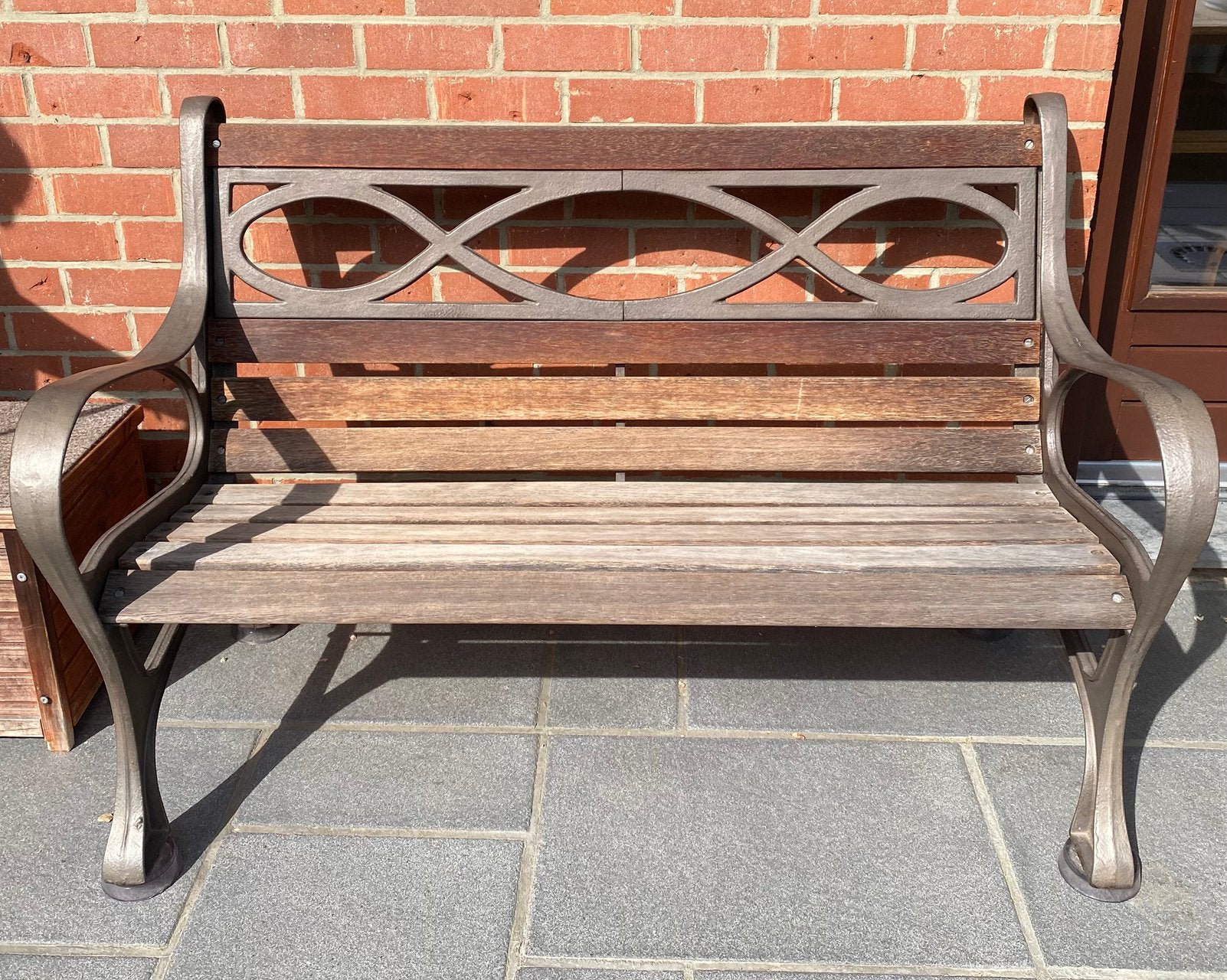 VENDU Banc de jardin en fonte lourde et bois modèle Houston, Jardin & Terrasse, Bancs de jardin, Enlèvement, Utilisé, Bois