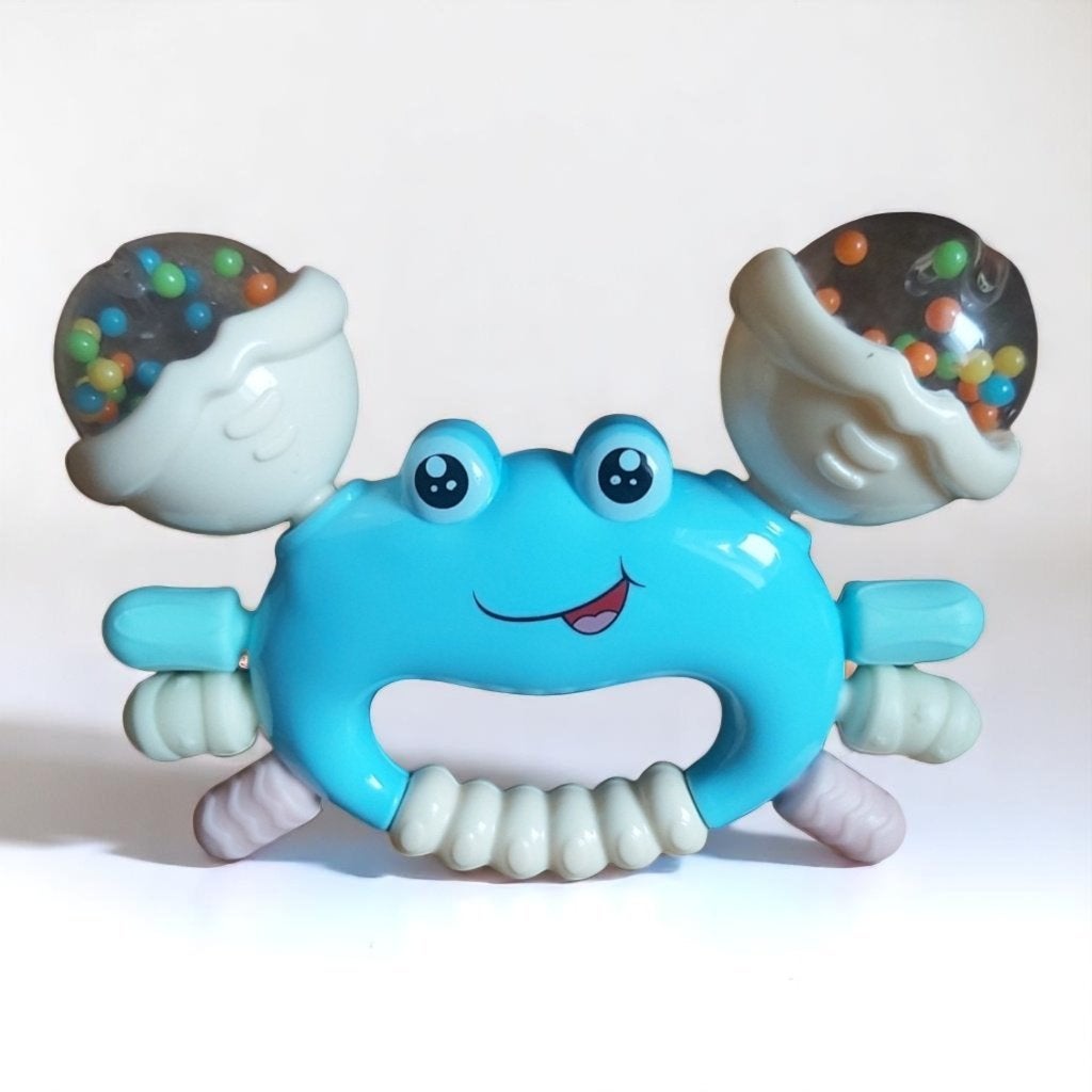 Bijtring en rammelaar in 1 blauwe krab, Kinderen en Baby's, Verzenden, Nieuw, Rammelaar, Met geluid
