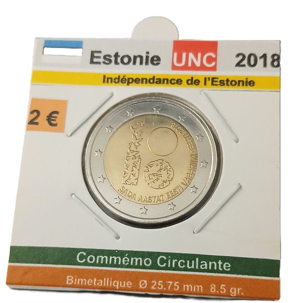 ESTONIE Indépendance de l'ESTONIE année 2018 UNC, Timbres & Monnaies, Monnaies | Europe | Monnaies euro, Envoi, Estonie, 2 euros