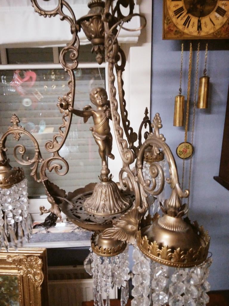 Prachtige hanglamp  brons engel, Antiek en Kunst, Ophalen, Brons