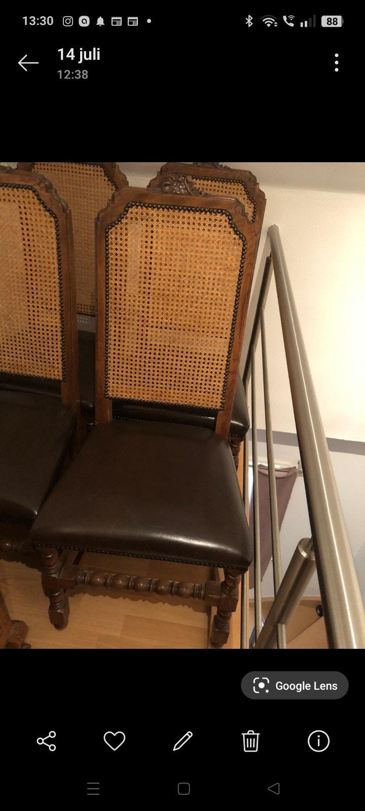 4 lederen stoelen, Ophalen