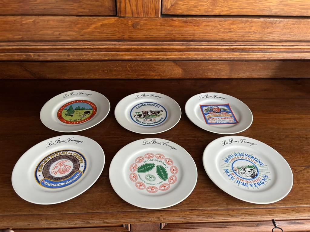6 assiettes à fromage vintage Les Bons Fromages Laura Lys, Enlèvement