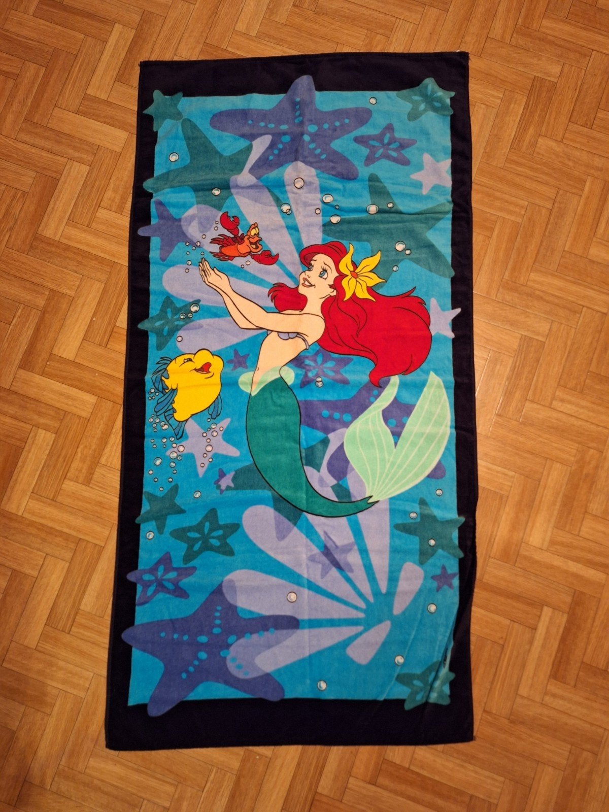 90s vintage Disney handdoek De Kleine Zeemeermin, Ophalen, Zo goed als nieuw, Handdoek