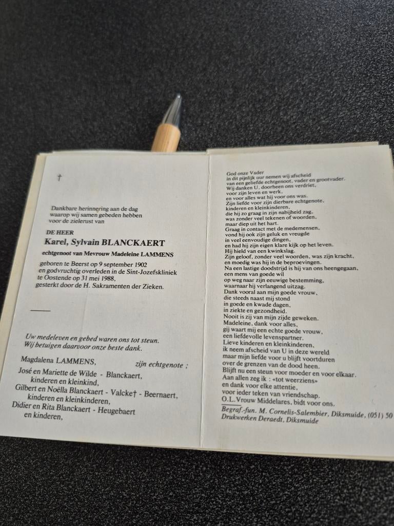 Bidprentjes Beerst, Ophalen of Verzenden
