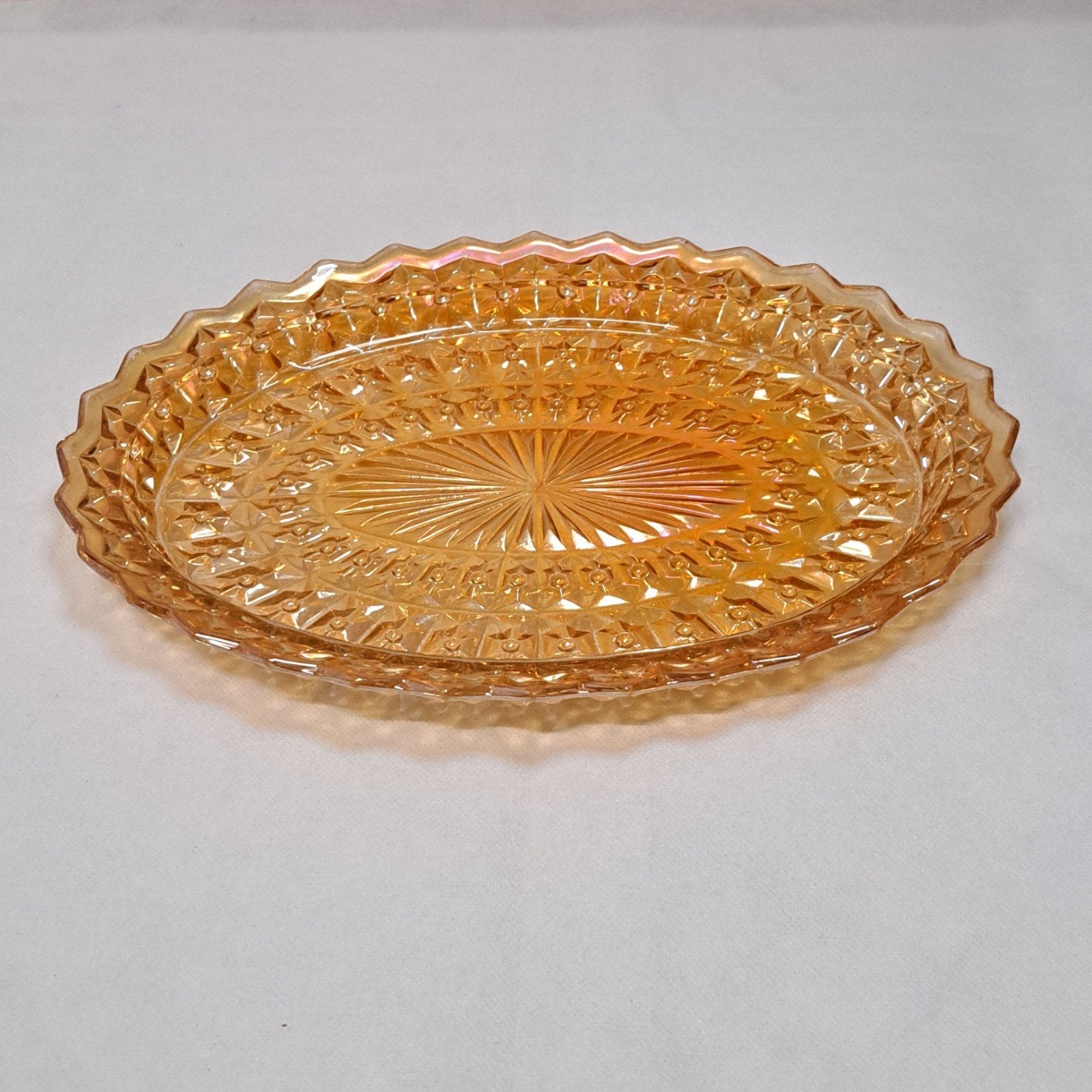 Plateau ovale en verre pressé, Ophalen of Verzenden, Ovaal, Glas