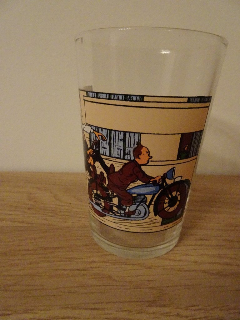 Verre Tintin Lombard - Tintin sur la moto, Collections, Enlèvement ou Envoi, Tintin, Comme neuf, Ustensile