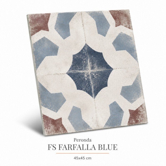 Vintage vloertegels - Peronda FS Farfalla Blue - 45x45 cm, Série complète ou Série, Envoi, Neuf, Willy vandersteen