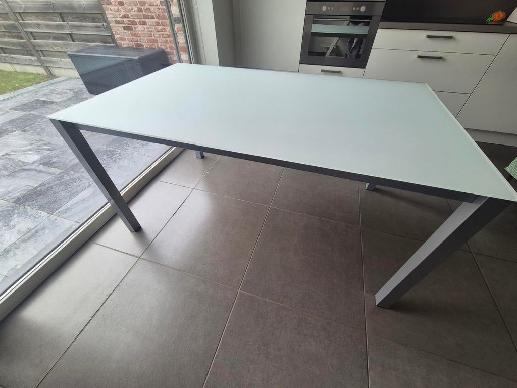Tafel glas, Huis en Inrichting, Tafels | Eettafels, Ophalen, Modern strak, 50 tot 100 cm, Zo goed als nieuw