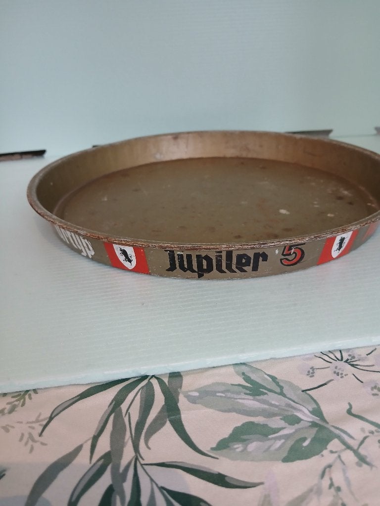 Ancien plateau en tôle JUPILER 5 URTYP, Enlèvement ou Envoi, Utilisé, Panneau, Plaque ou Plaquette publicitaire, Jupiler